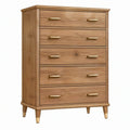 Cassettiera 90 x 45 x 120 cm in legno marrone con 5 cassetti stile moderno