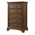 Cassettiera 80 x 45 x 125 cm in legno marrone con 5 cassetti stile classico
