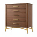 Cassettiera 90×45×120 cm in legno marrone a 5 cassetti stile moderno