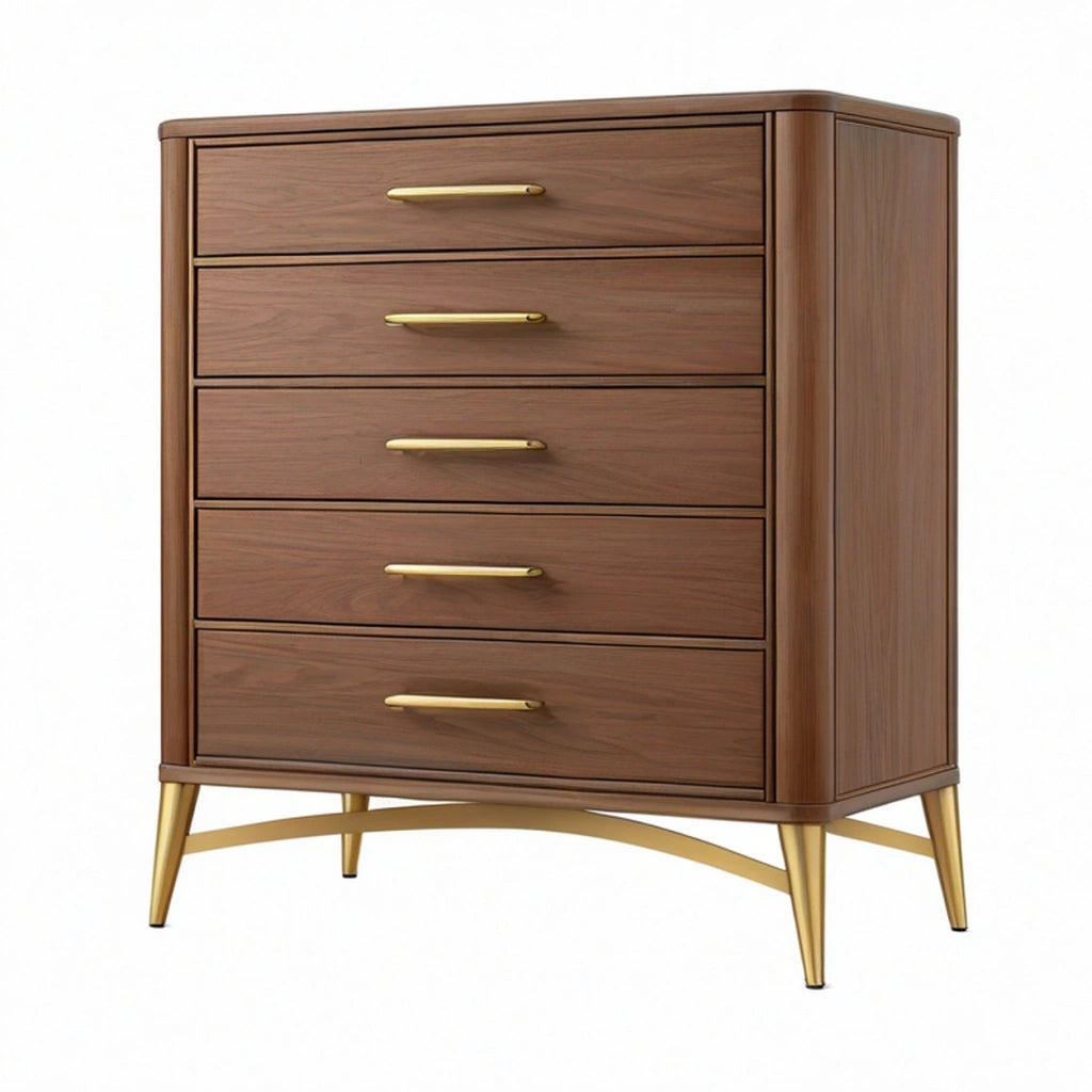 Cassettiera 90×45×120 cm in legno marrone a 5 cassetti stile moderno