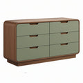 Cassettiera 120 x 40 x 75 cm effetto legno noce e verde salvia - 6 cassetti stile moderno