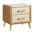 Comodino 50 x 40 x 55 cm in legno marrone con 2 cassetti beige stile moderno