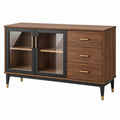 Credenza 120 x 40 x 80 cm in legno marrone con vetro e cassetti stile moderno