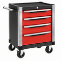 Carrello portautensili 70 x 46 x 95 cm in acciaio rosso e nero con 4 cassetti e ruote