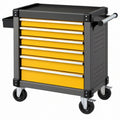 Carrello portautensili 80 x 45 x 95 cm in acciaio nero e giallo con 7 cassetti e ruote