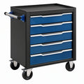 Carrello portautensili 77 x 46 x 97 cm in acciaio nero e blu con 5 cassetti e ruote