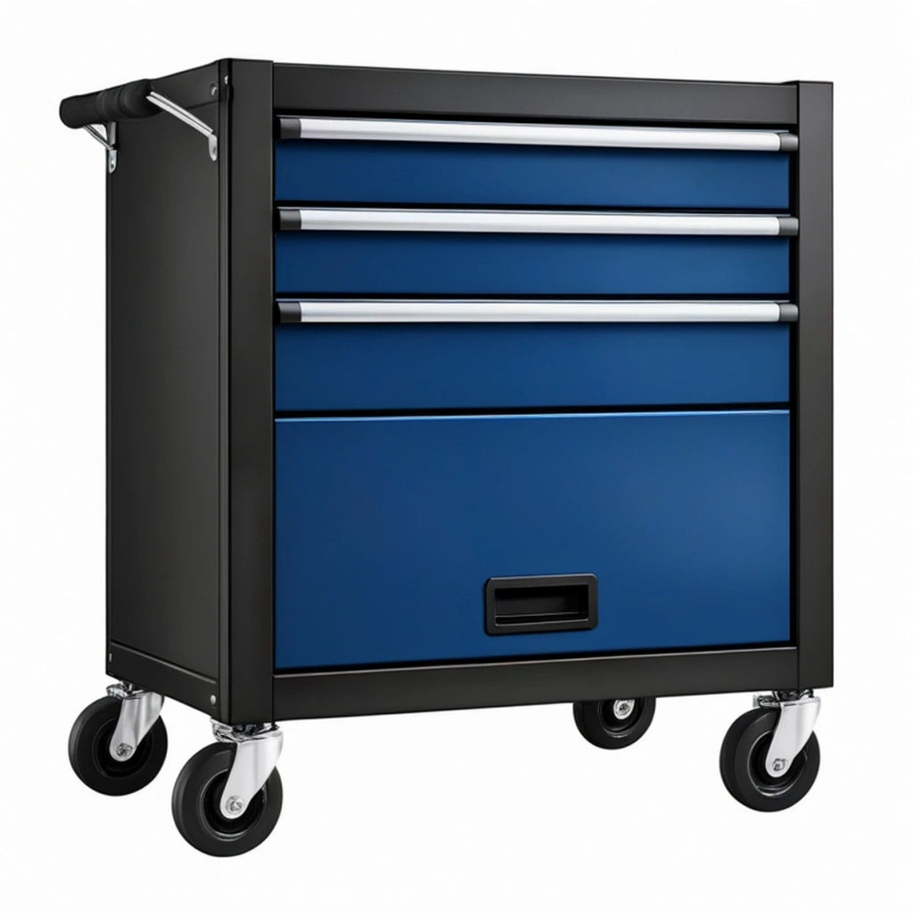 Cassettiera portautensili 77 x 46 x 97 cm in acciaio blu e nero con ruote