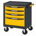 Carrello portautensili 75 x 46 x 90 cm in acciaio nero/giallo con 4 cassetti e ruote