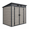 Casetta da giardino 180 x 120 x 200 cm in resina grigio/antracite con doppia porta ventilata