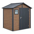 Casetta da giardino 180x120x200 cm in metallo marrone antracite con porta e finestra
