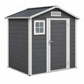 Casetta da giardino 191 x 111 x 198 cm in resina grigio antracite con porta e finestra