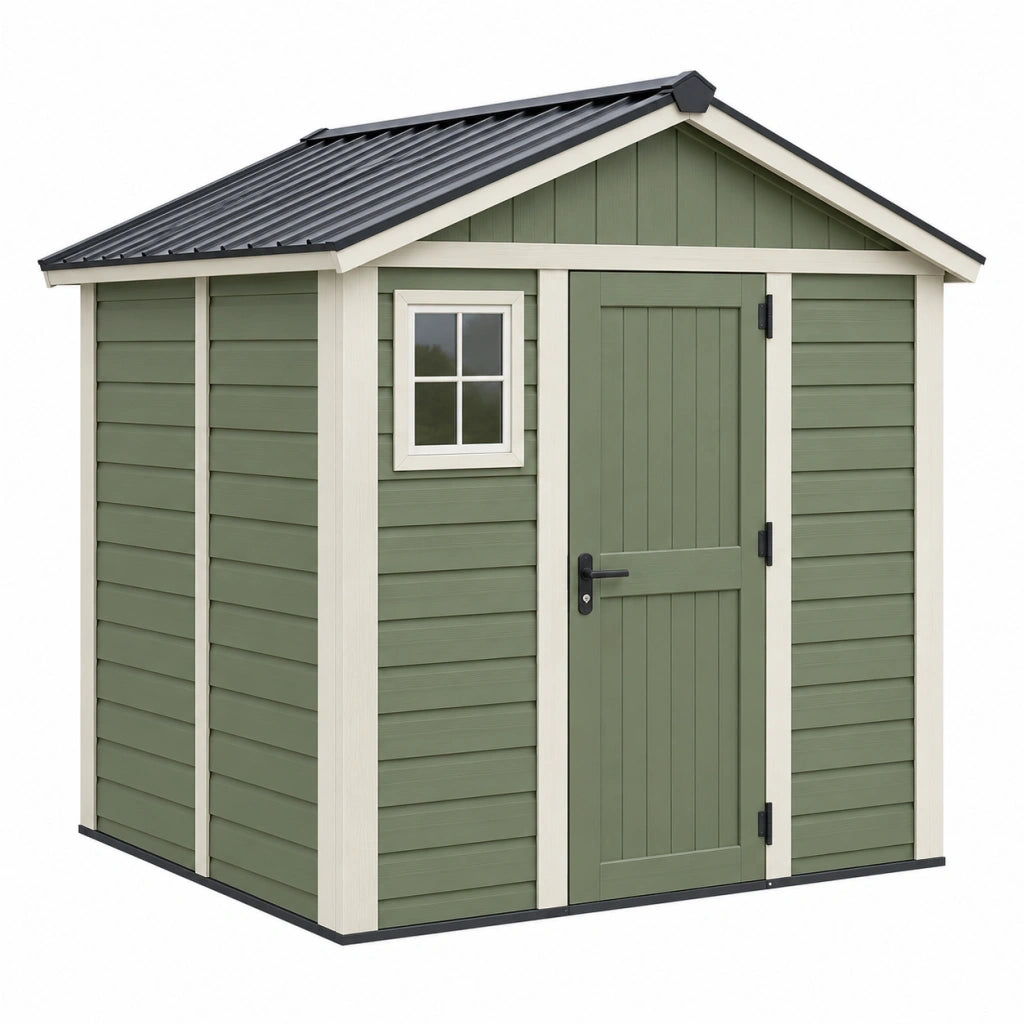 Casetta da giardino 180 x 120 x 200 cm in legno verde con porta e finestra - deposito esterno