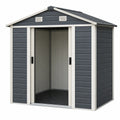 Casetta da giardino 213 x 127 x 185 cm in acciaio antracite e grigio chiaro con porte scorrevoli