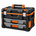 Cassetta portautensili 55 x 35 x 40 cm in plastica nero/arancione con 2 cassetti e maniglia