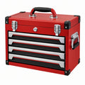Cassetta portautensili 52 x 26 x 35 cm in metallo rosso e nero - 5 cassetti stile officina