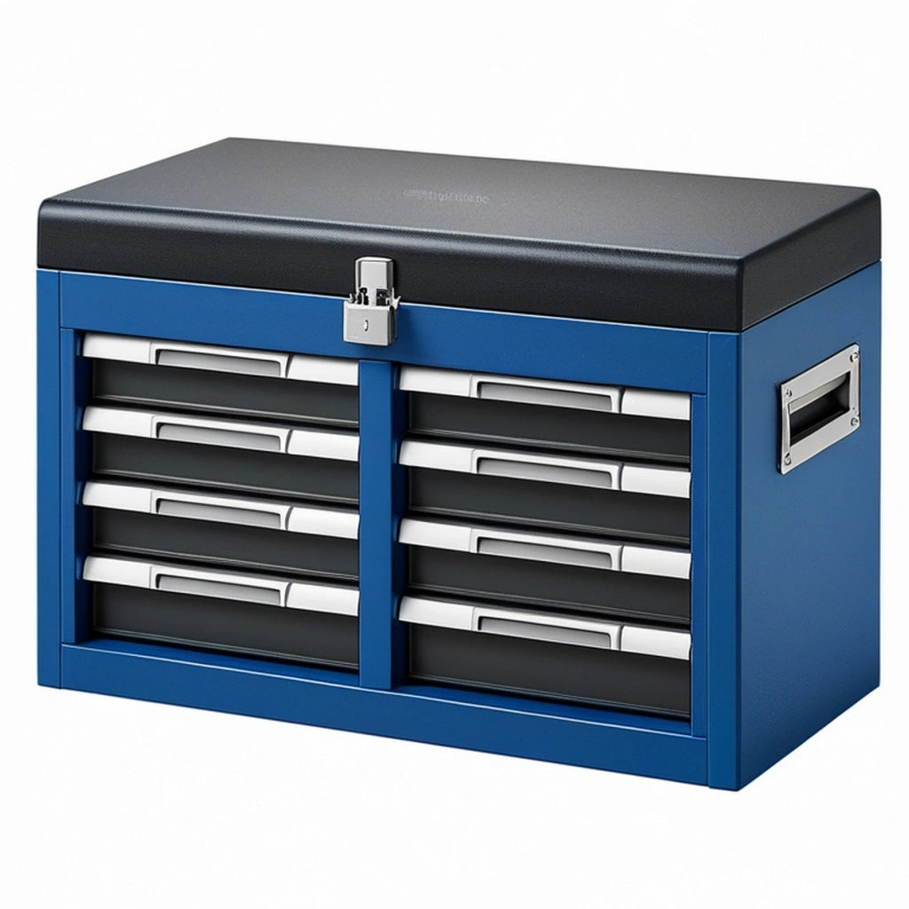 Cassettiera portautensili 80 x 45 x 60 cm in acciaio blu e nero con 8 cassetti chiudibili