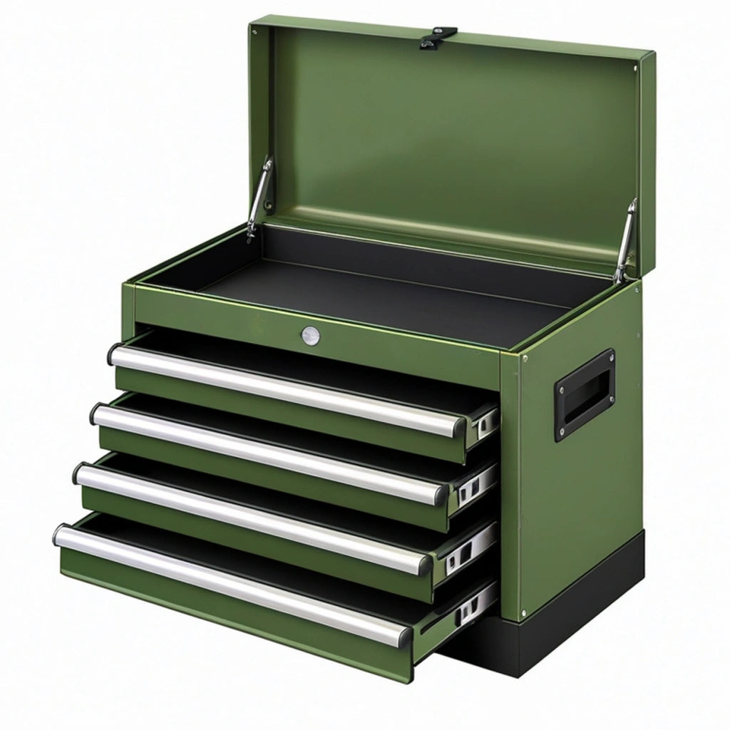 Cassettiera portautensili 70 x 45 x 75 cm in acciaio verde con 4 cassetti e vano superiore